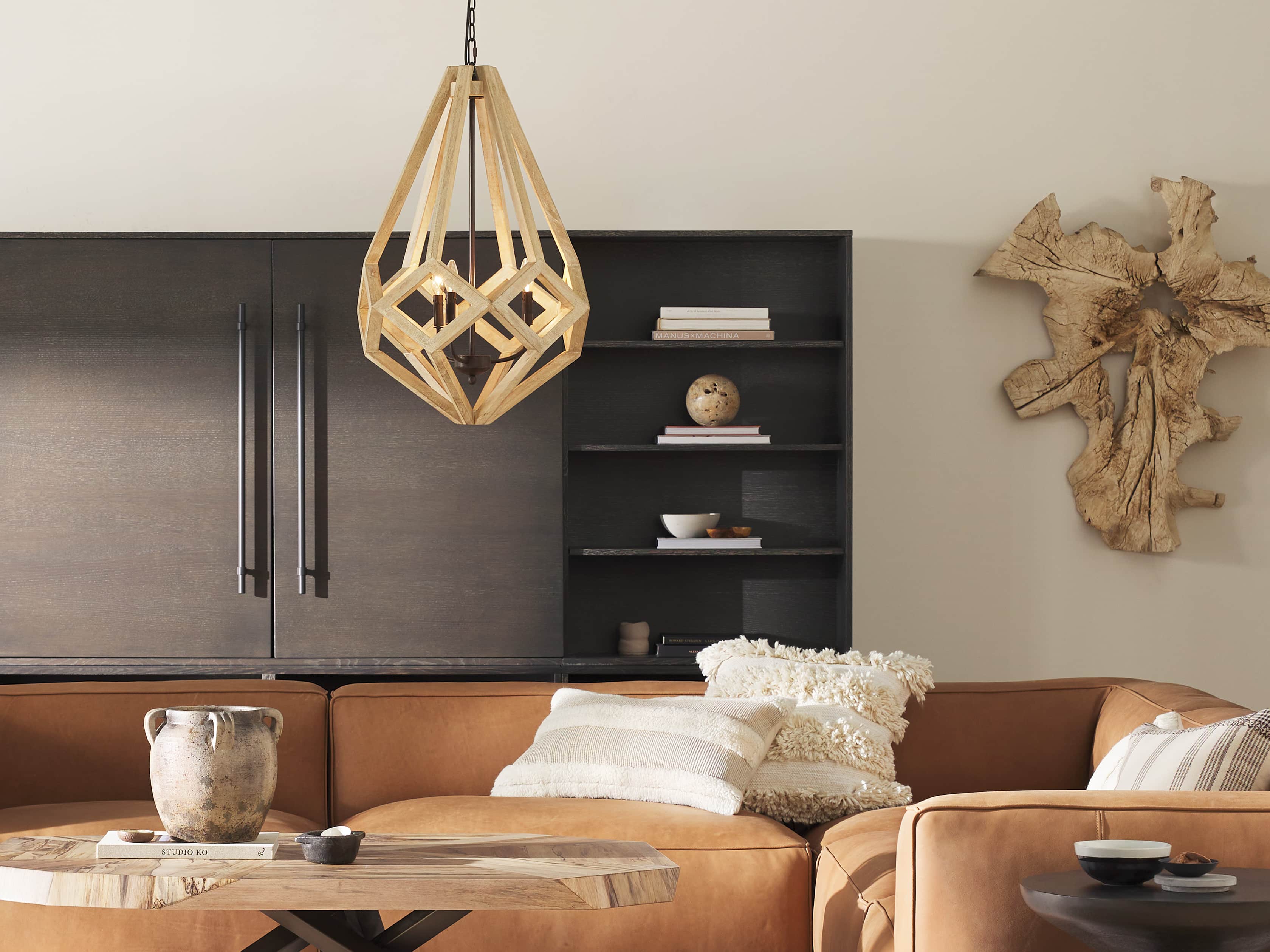 Wooden Prism Chandelier in Natural