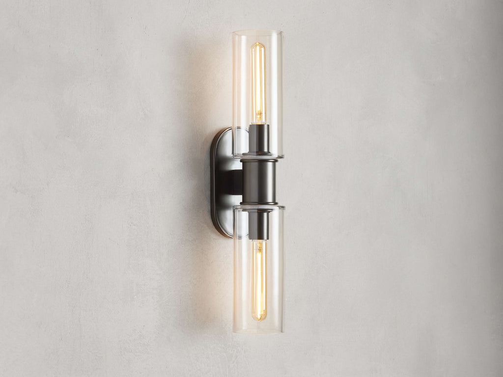 Harlin Double Sconce in Clear Bronze