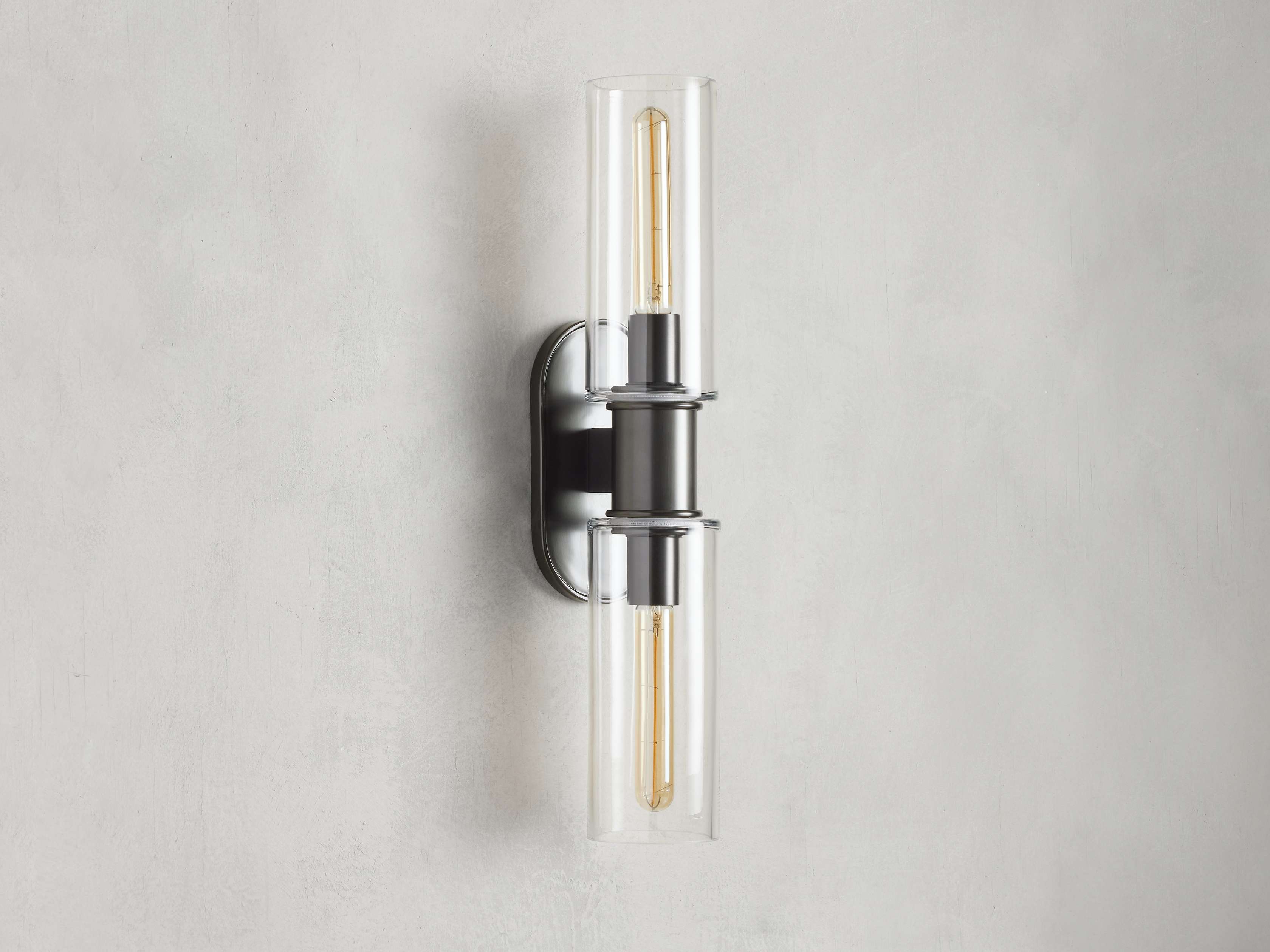 Harlin Double Sconce in Clear Bronze