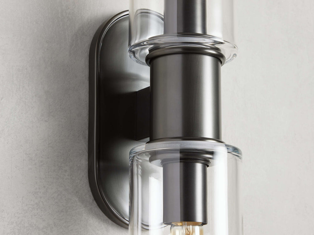 Harlin Double Sconce in Clear Bronze