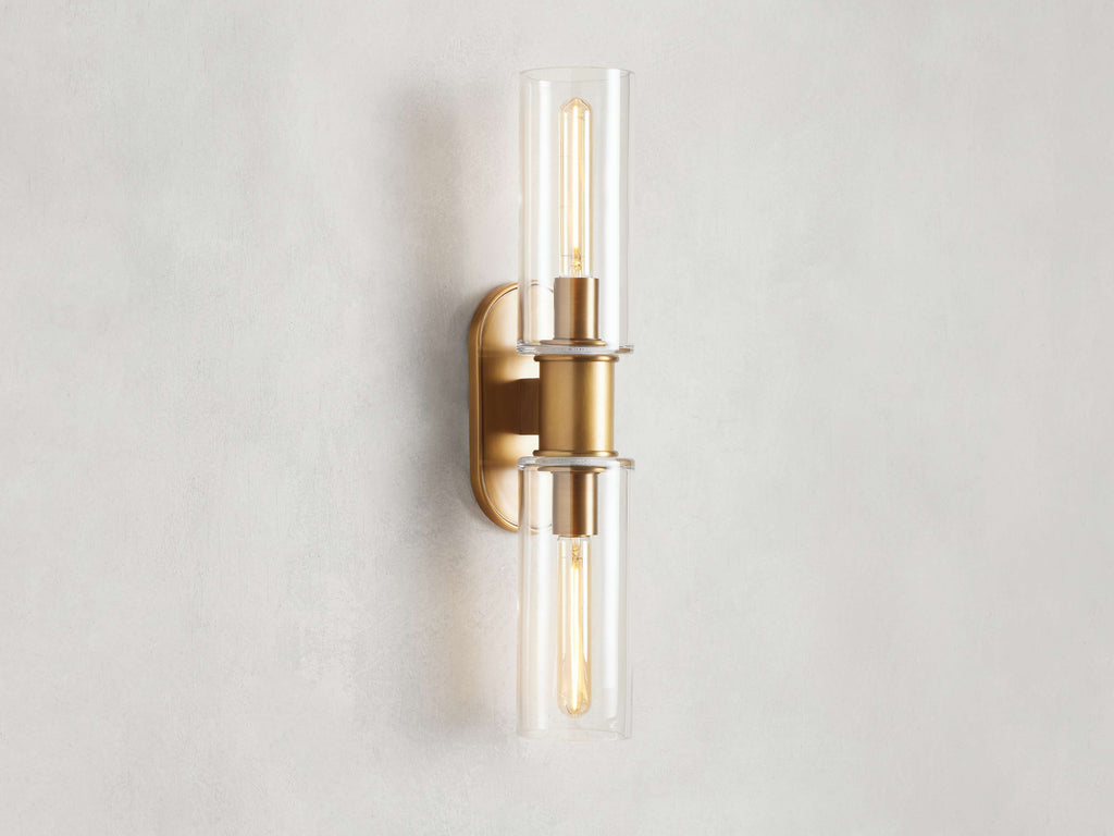 Harlin Double Sconce in Clear Brass