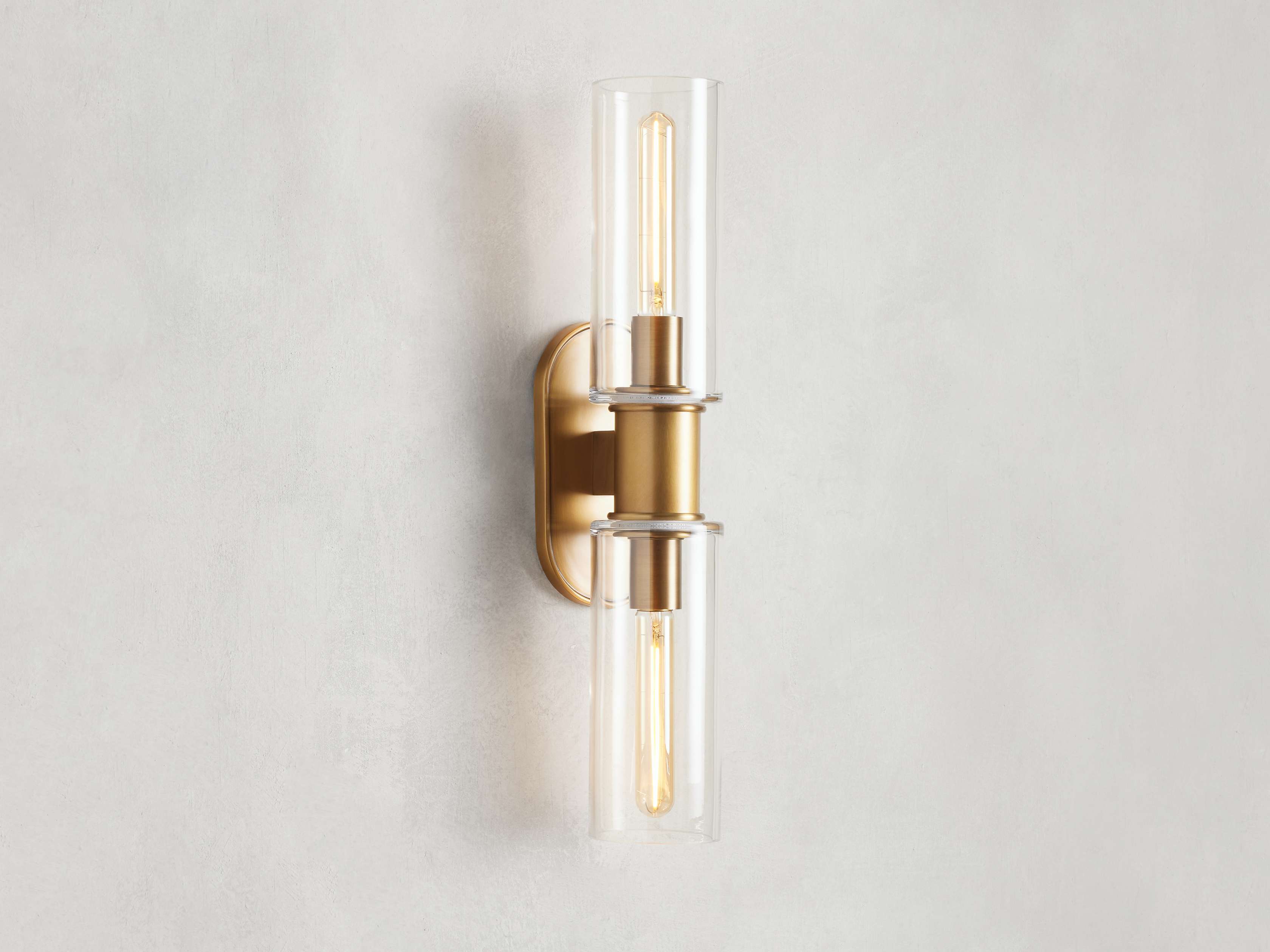 Harlin Double Sconce in Clear Brass