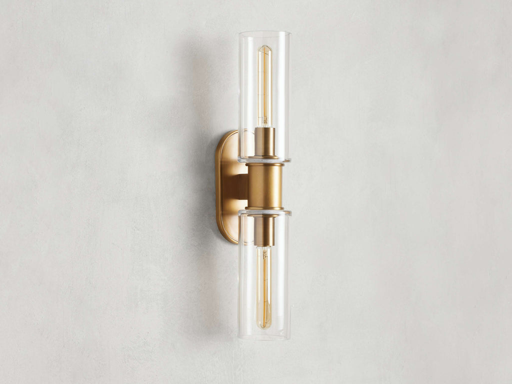 Harlin Double Sconce in Clear Brass