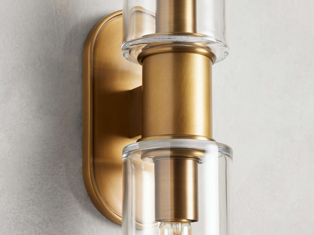 Harlin Double Sconce in Clear Brass