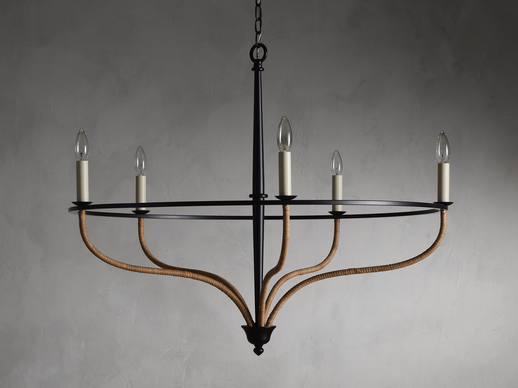 Rosalind Rattan Chandelier in Black