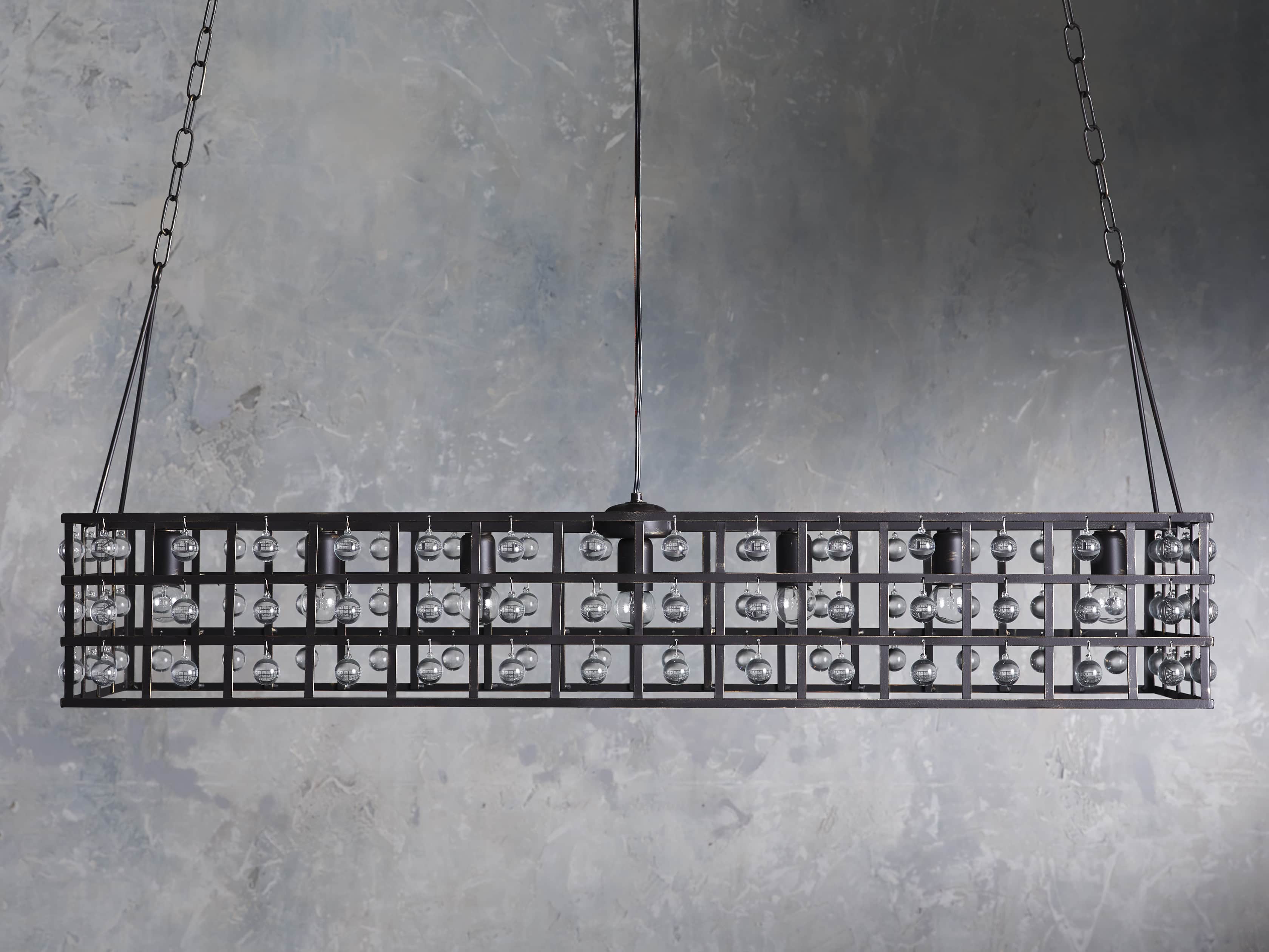 La Cage 50" Rectangular Chandelier in Bronze