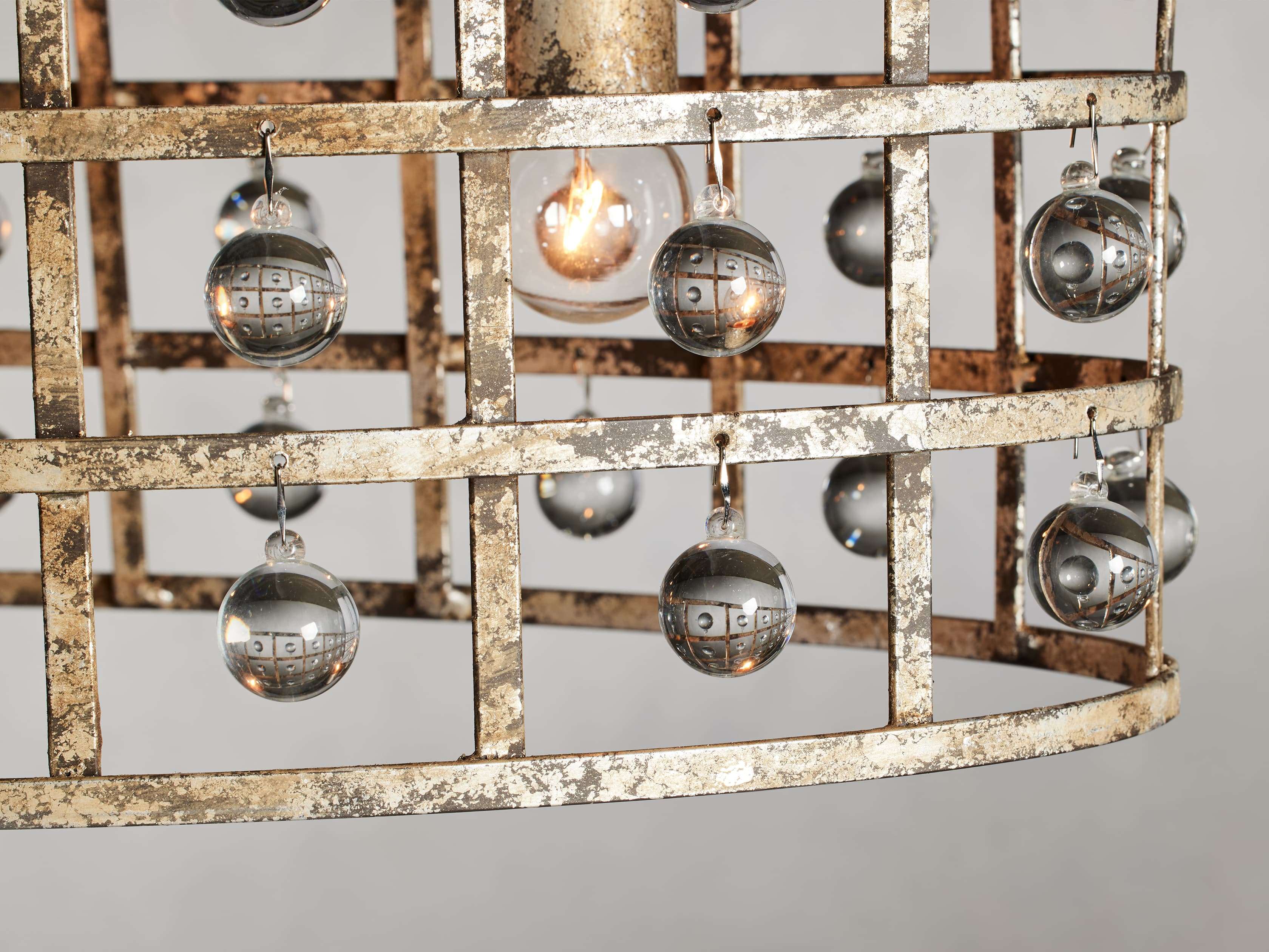La Cage Oval Chandelier in Silver Clay